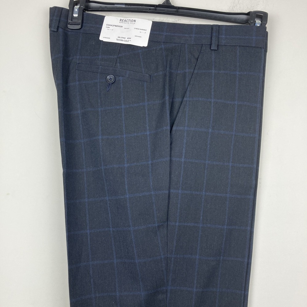 Perry Ellis Dress Pants Men's Size 40W 32L Navy Plaid Modern Fit‎ Resolution